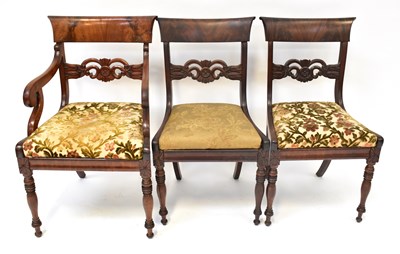 Lot 28 - A set of six Regency mahogany bar back dining...
