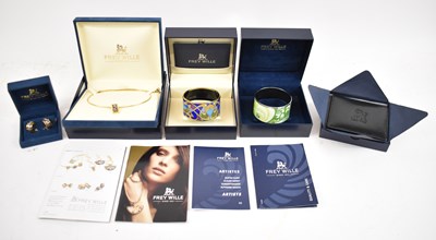 Lot 782 - FREY WILLE; a group of gold plated enamel...