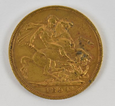 Lot 825 - A Victorian 1894 full sovereign, old head,...