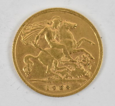 Lot 899 - An Edward VII 1908 half sovereign.