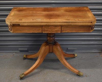 Lot 89 - A 19th century walnut and crossbanded card...