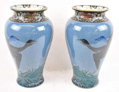 Lot 609 - A large pair of Japanese Meiji period ovoid...