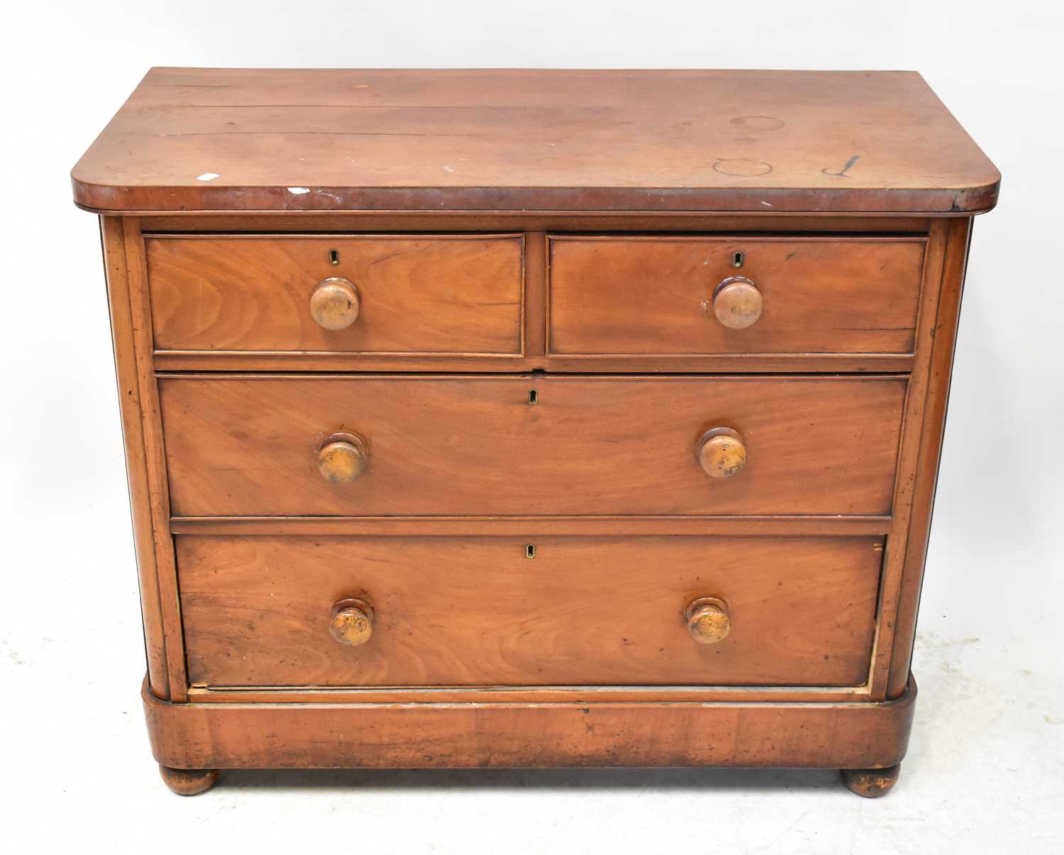 Lot 2 - A Victorian mahogany chest of two short over...