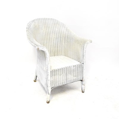 Lot 70 - A Lloyd Loom white painted tub chair.
