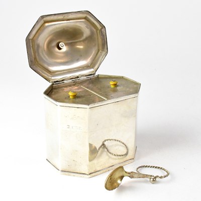 Lot 752 - A hallmarked silver two-compartment tea caddy,...