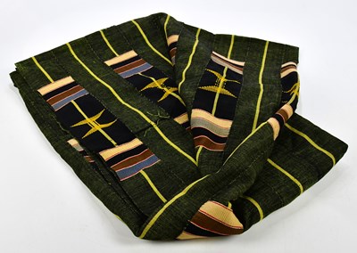 Lot 1479 - A mid century dyed and stitched green textile...