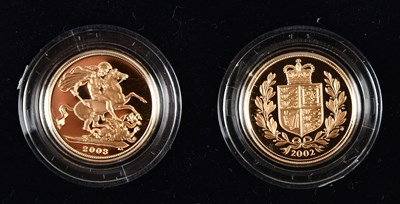 Lot 3074 - ROYAL MINT; two gold proof sovereigns,...