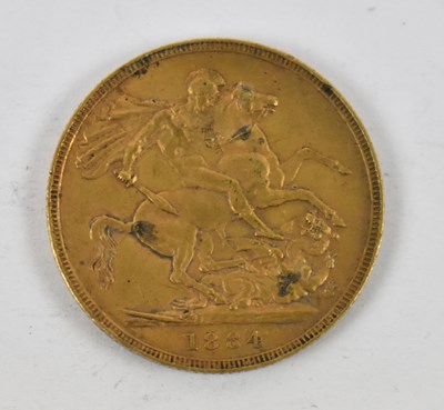 Lot 833 - A Victorian 1884 full sovereign, young head.