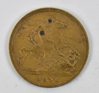 Lot 837 - A Victorian 1896 half sovereign, old head.