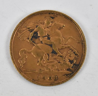 Lot 841 - An Edward VII 1908 half sovereign.
