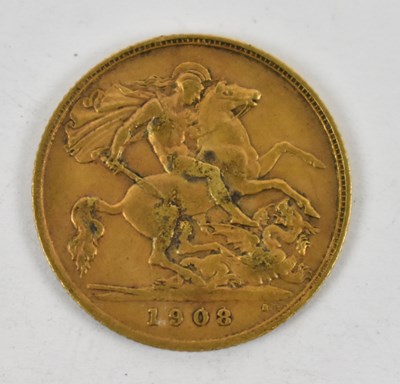Lot 847 - An Edward VII 1908 half sovereign.