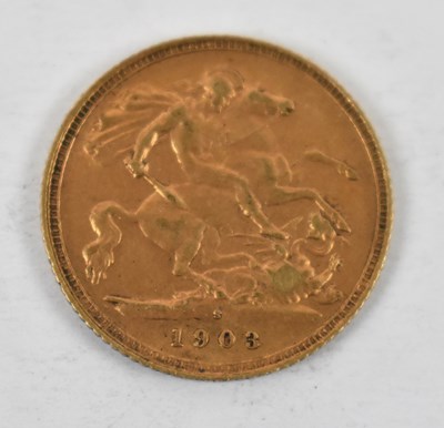 Lot 854 - An Edward VII 1903 half sovereign, Sydney mint.