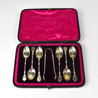 Lot 705 - A cased set of six Victorian hallmarked silver...