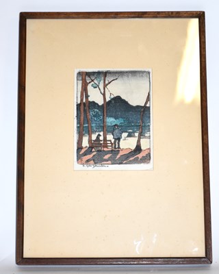 Lot 6077 - E YORK BRUNTON; woodcut, 'Derwent Water'...