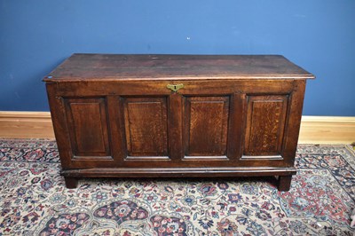 Lot 2373 - A 18th century coffer with four panel...