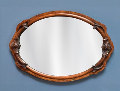 Lot 2541 - A 19th century walnut wall mirror, 64cm x 42cm.