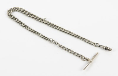 Lot 3036 - A hallmarked silver watch chain and T-bar,...
