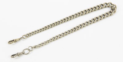 Lot 3037 - A white metal watch chain, length 37cm, approx...