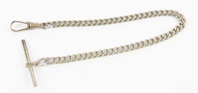 Lot 3038 - A white metal watch chain and T-bar, length...