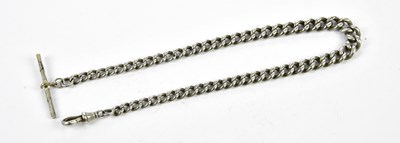 Lot 3034 - A hallmarked silver watch chain and T-bar,...