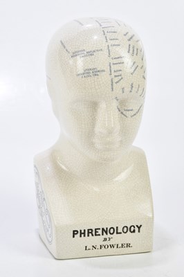 Lot 1465 - L.N FOWLER; a ceramic phrenology head, height...
