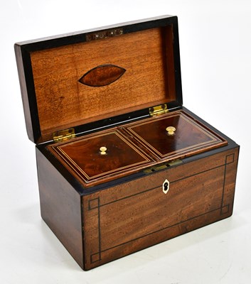 Lot 1466 - A 19th century mahogany inlaid tea caddy,...
