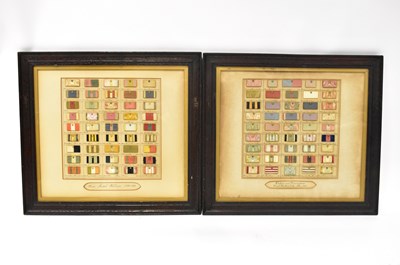 Lot 478 - A pair of framed panels with military medal...