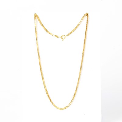 Lot 932 - An 18ct yellow gold braided chain box necklace,...