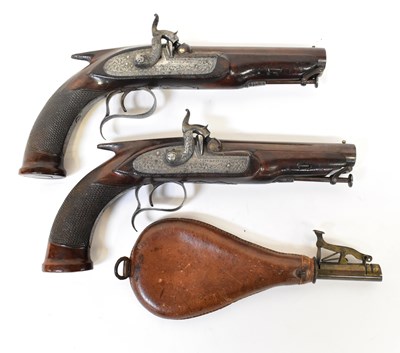 Lot 502 - A pair of 19th century twenty bore percussion...
