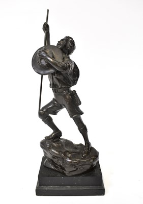 Lot 436 - A bronzed spelter figure of a boy scout on a...