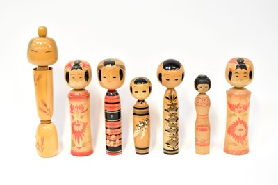 Lot 382 - Seven Japanese Kokeshi dolls