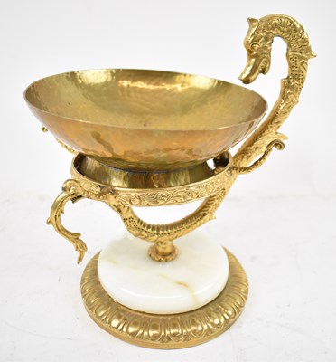 Lot 521 - A decorative hammered brass bowl on gilt brass...