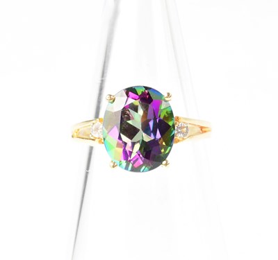 Lot 982 - A 14ct gold pendant set with teardrop cut...