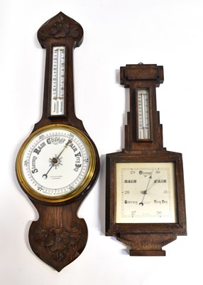 Lot 127 - Two early 20th century wall mounted aneroid...