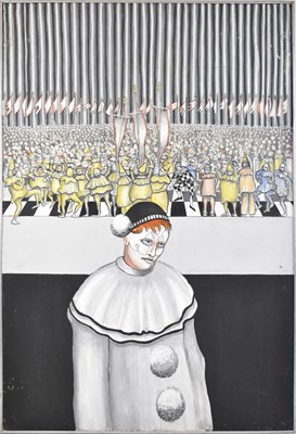 Lot 228 - RON WOOD (1922-2009); oil on board, a clown in...