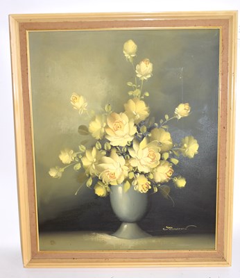 Lot 6182 - JOHNSON; oil on canvas, still life of flowers,...