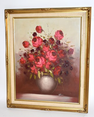 Lot 6177 - HILL; oil on canvas, still life of flowers,...