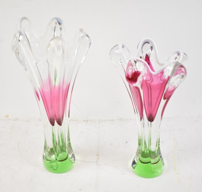 Lot 587 - A pair of Bohemian style Art Glass vases,...