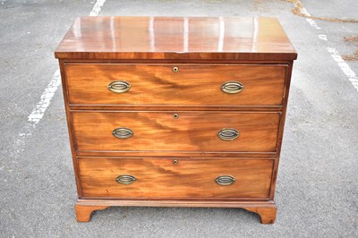 Lot 2657 - A 19th century mahogany chest of three drawers...