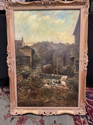 Lot 6309 - WILLIAM WARREN; oil on canvas, mill scene,...
