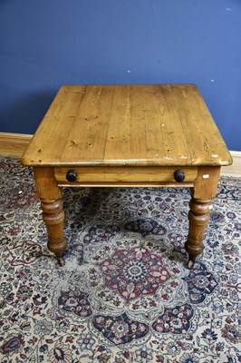 Lot 6590 - A Victorian pine kitchen table with end drawer...