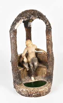 Lot 5180 - An Art Nouveau figurative plaster lamp,...