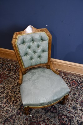 Lot 6695 - A Victorian inlaid walnut button upholstered...
