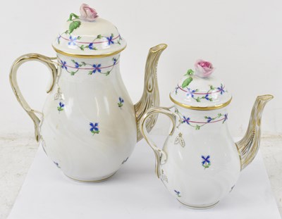 Lot 564 - HEREND; a hand painted coffee pot and matching...
