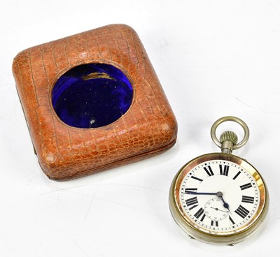 Lot 3016 - A silver plated crown wind Goliath pocket...