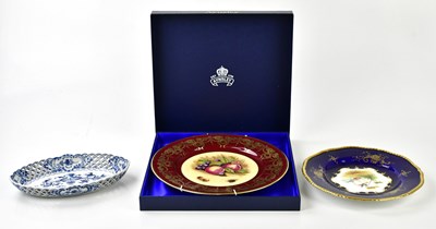 Lot 2128 - COALPORT; a handpainted cabinet plate...