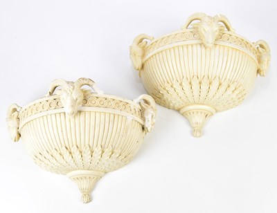 Lot 1606 - A pair of decorative plaster wall light shades...