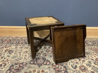 Lot 2688 - An oak drop-in rush seated stool, 50 x 46 x...