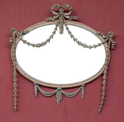 Lot 2686 - A 19th century pine oval wall mirror with...