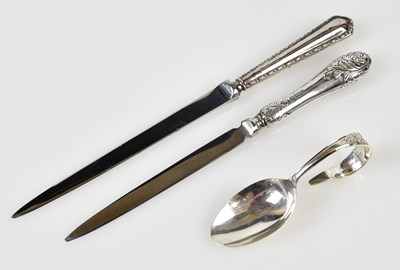 Lot 2675 - Two letter openers with hallmarked silver...
